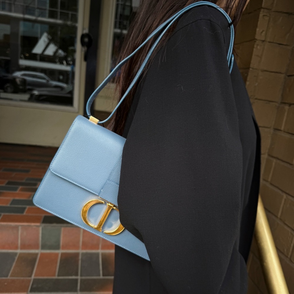 Dior Blue Shoulder Bag with Gold Accents